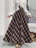 Thickened Warm Wool Retro Plaid Umbrella Skirt - 2025 Autumn/Winter Collection