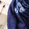 Ethnic Tie-Dye Blue & White Cotton-Linen Scarf: Mori Girl Travel Shawl & Literary Accessory