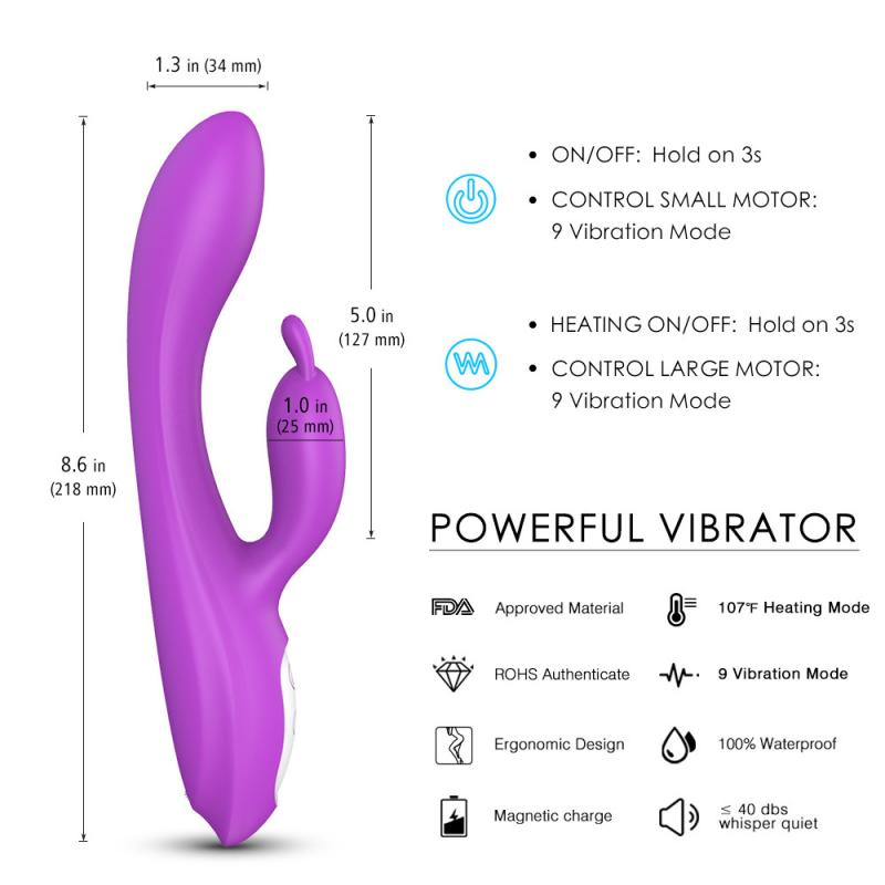G Spot Couple Vibrator with Heating Function Clitoris G-spot Stimulation Waterproof Dildo with Vibrations Dual Motor Stimulator for Women Couple Fun