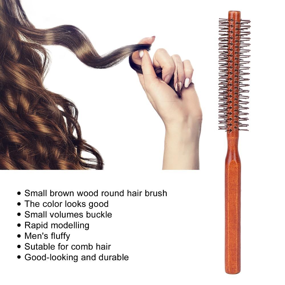 Small Size Round Styling Hair Brush Wooden Handle Small Round Brush For Travel Wood Brush  Home Use