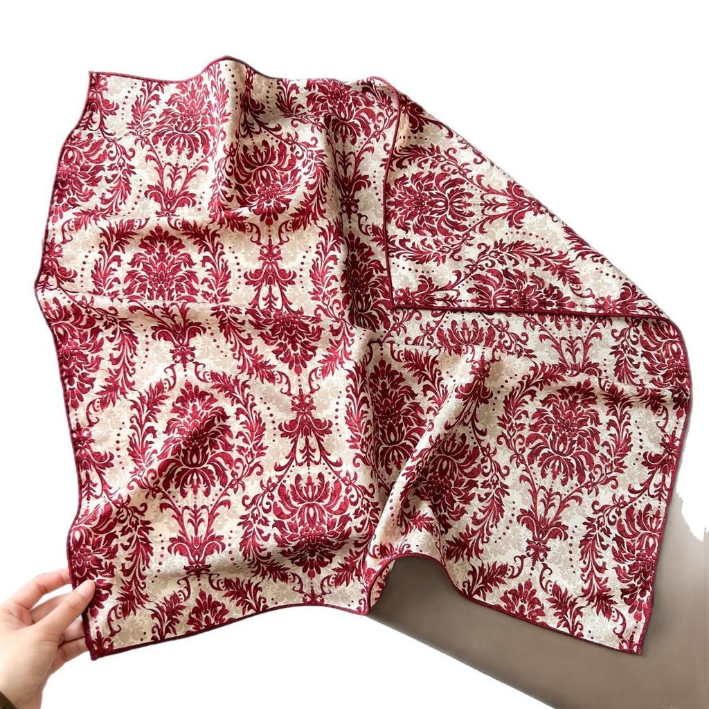Silk Wool Scarf Women's Autumn Multi-functional Silk Wool Warm Square Scarf High-end Versatile Scarf Shawl