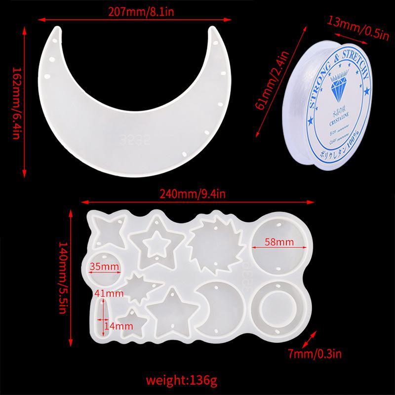 DIY Moon Pendant Wind Chime Silicone Mold Set: Epoxy Resin Ornament for Wall Hanging