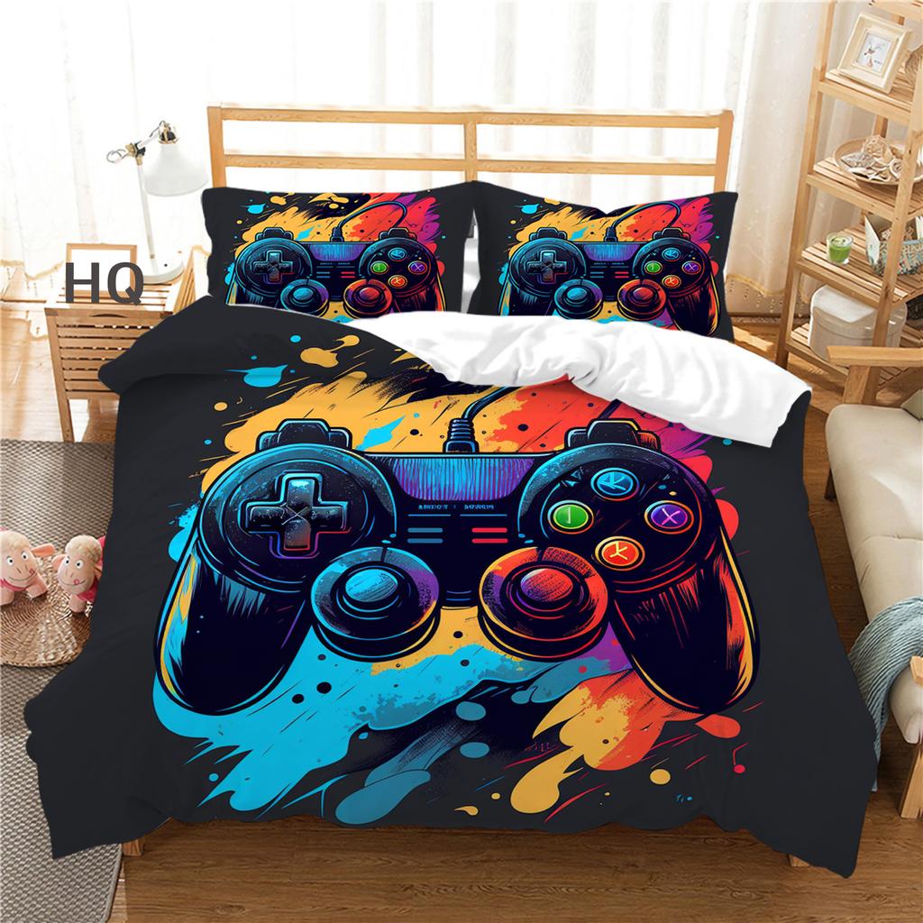 3D Player Bedding Game Handle Quilt Cover 2 or 3 Double Bed Single Bed Full-size Game Machine Printed Bedding Home Decoration