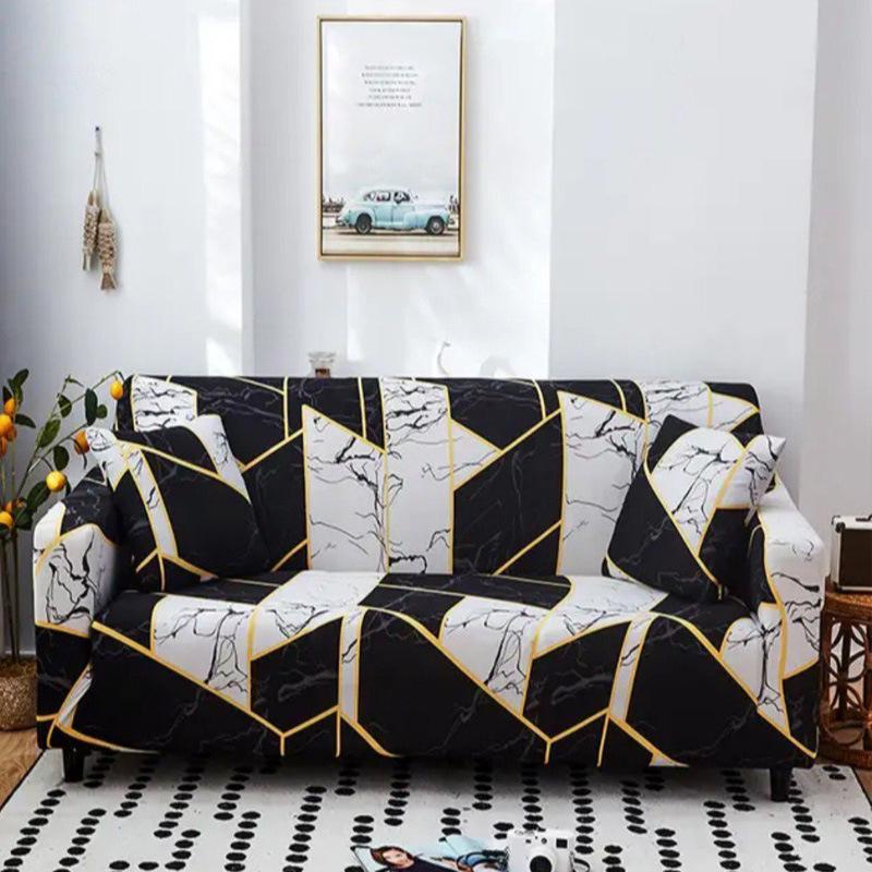 Four Seasons Milk Silk Elastic Sofa Cover - Single/Double Person, All-Inclusive Printed Design