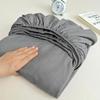 Washed Cotton Solid Color Fitted Sheet with Elastic Bands Non Slip Adjustable Mattress Cover Printed for Double King Queen