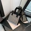 Mesh Small Square Bag Fashion Plaid Handbag Multi-Functional Small Square Bag Simple Wash Bag