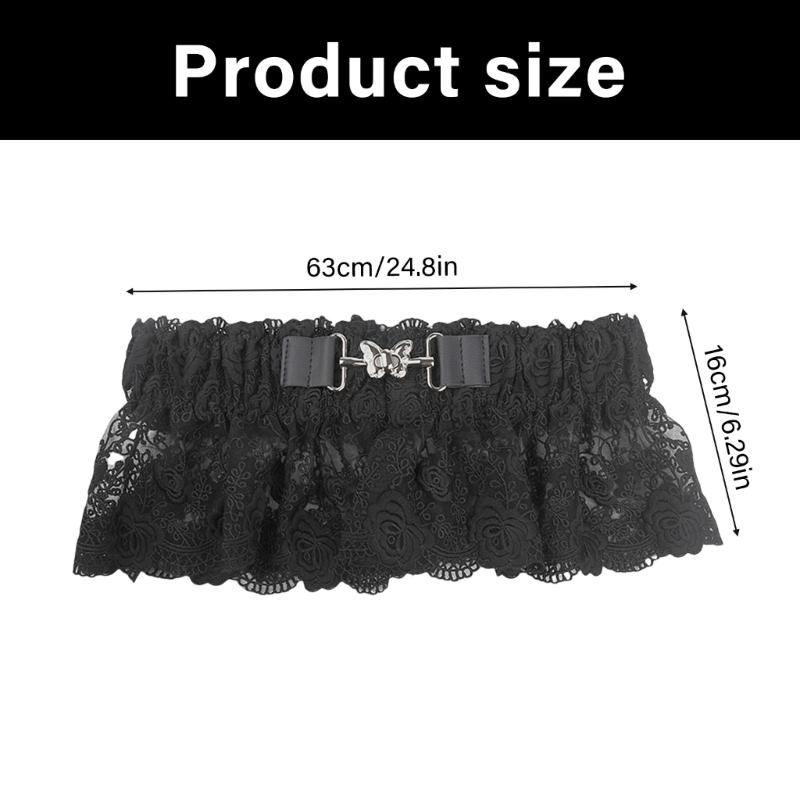 Adjustable Waist Cincher Belt Elastic Support Stretch Belt For Daily Wear Fitness Gym Classical Black Lace