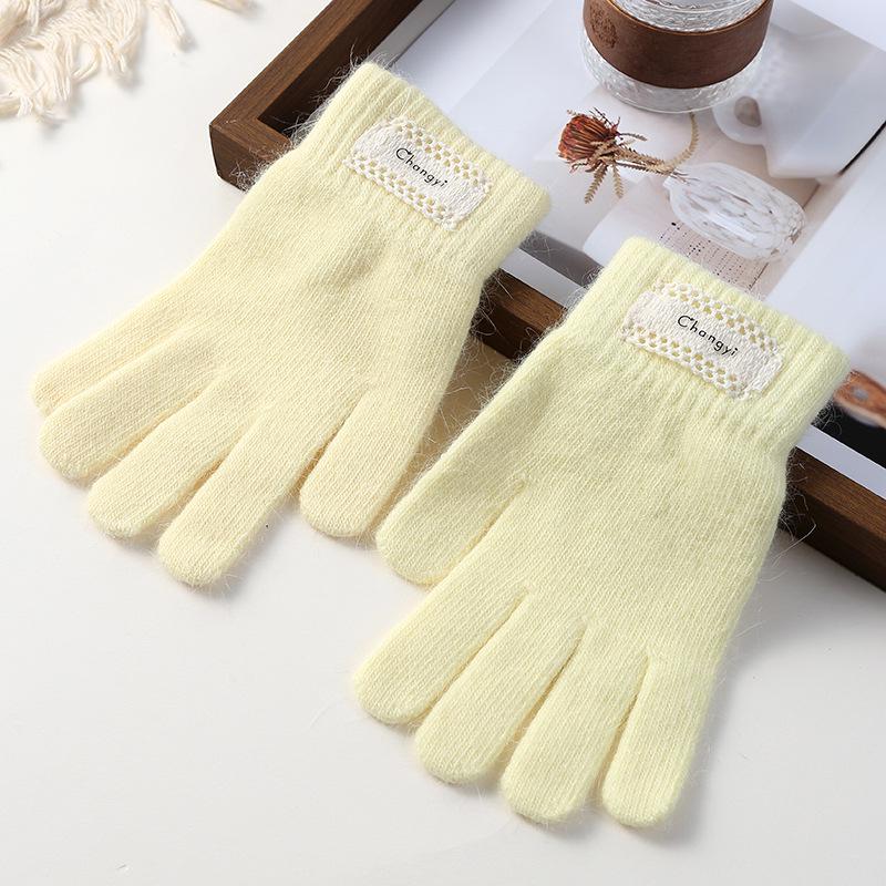 Women's Winter Warm Plush Knitted Fingerless Touchscreen Gloves in Candy Colors