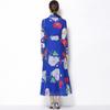 Spring Clothing for Women 2026 New Style High-End Flower Printed Belt Slim-Fitting Long French Long Sleeve Chiffon Maxi Dress