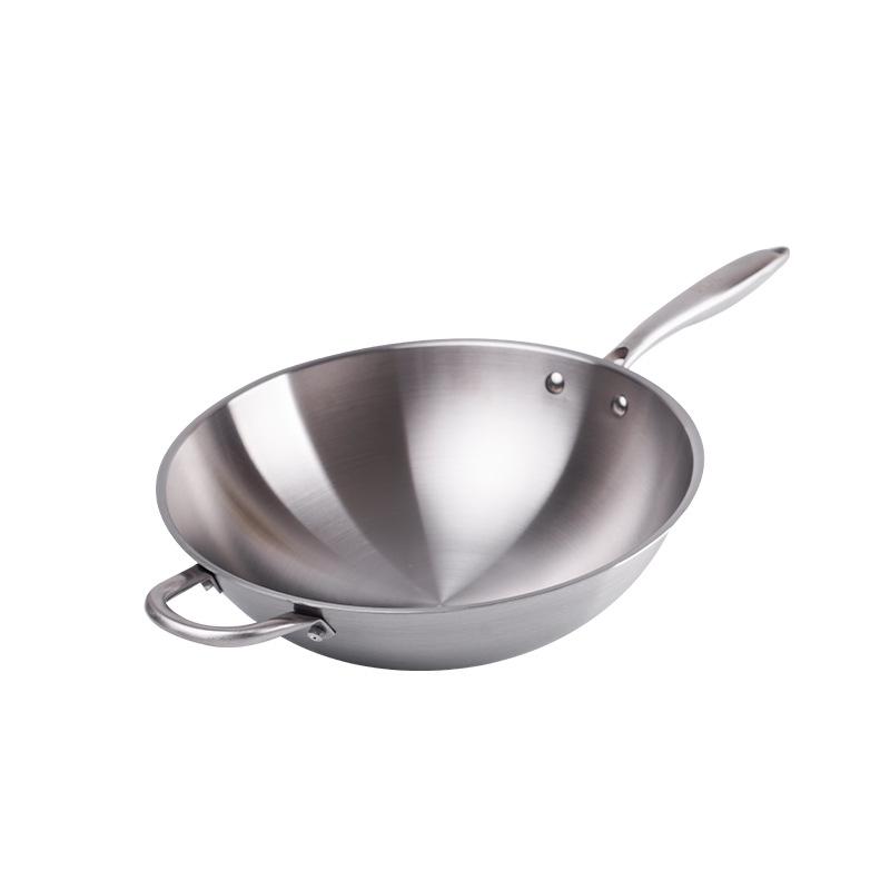 Germany Non-stick Stainless Steel Wok for Induction and Gas Stoves, Flat-bottomed Cookware.