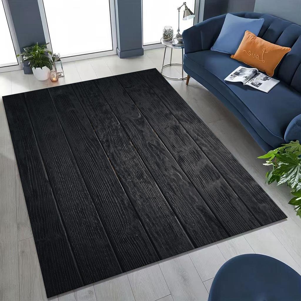 Rainbow Retro Wooden Board Black Brown Wood Grain Rug for Bedroom Living Room Sofa Home Doormat Decor,Large Non-slip Floor Mat