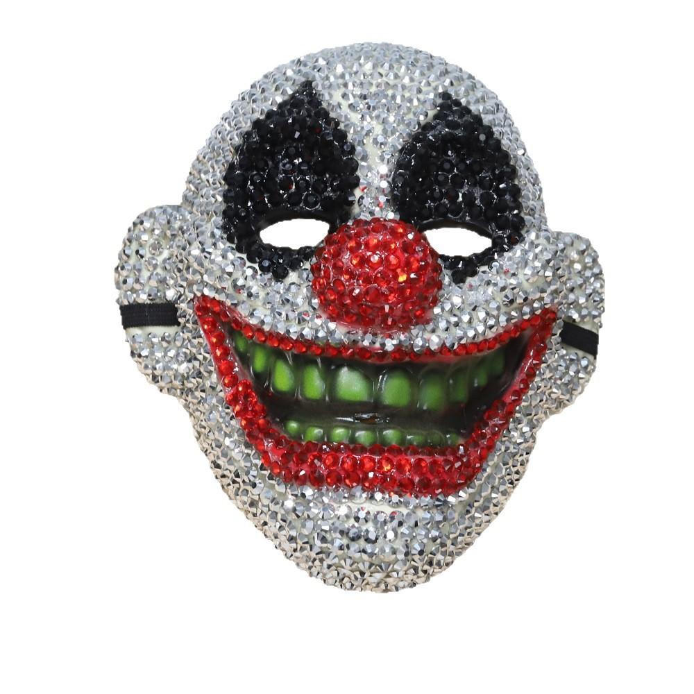 Masque Tête de Mort Argenté à Strass pour Fêtes Costumées d'Halloween