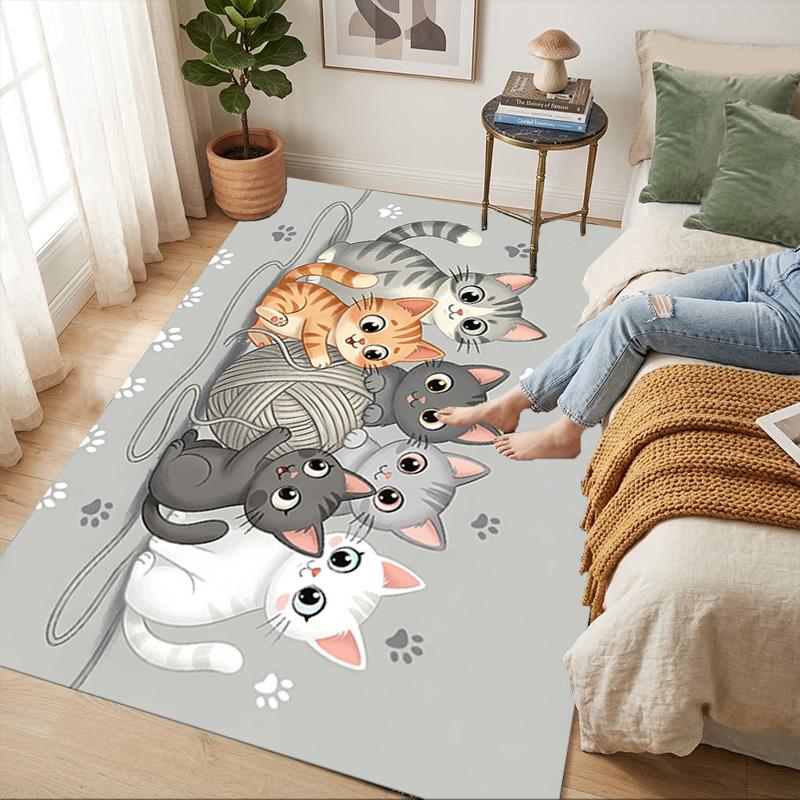 Kitty Knit Living Room Nonslip Area Rug Soft Carpet For Bedroom Game Playroom Sofa Office Home Decor Doormat Christmas Gift C929179