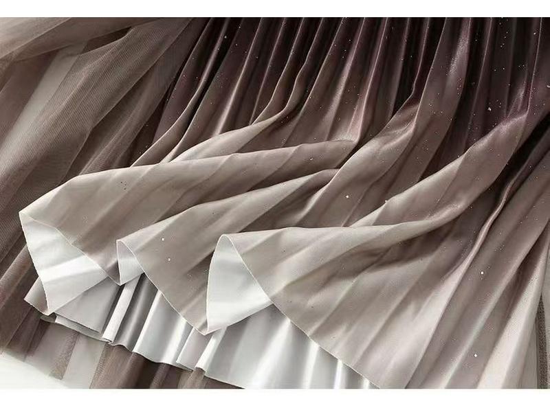 Women's Starry Sky Pleated Mesh Skirt - Stylish Autumn/Winter 2025