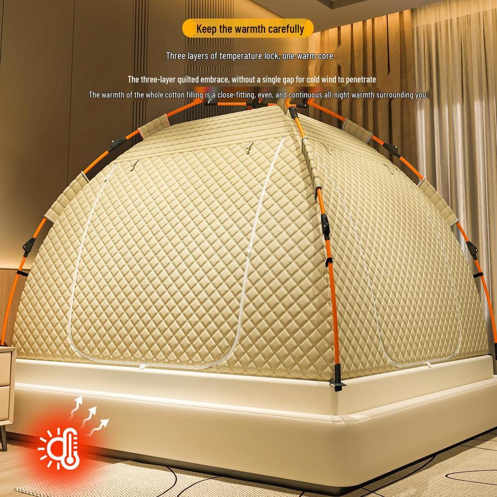 Winter Indoor Bed Tent: Light-Blocking, Drop-Proof, Thick Warmth, Full Coverage Mosquito Net, Mongolian Yurt Canopy.