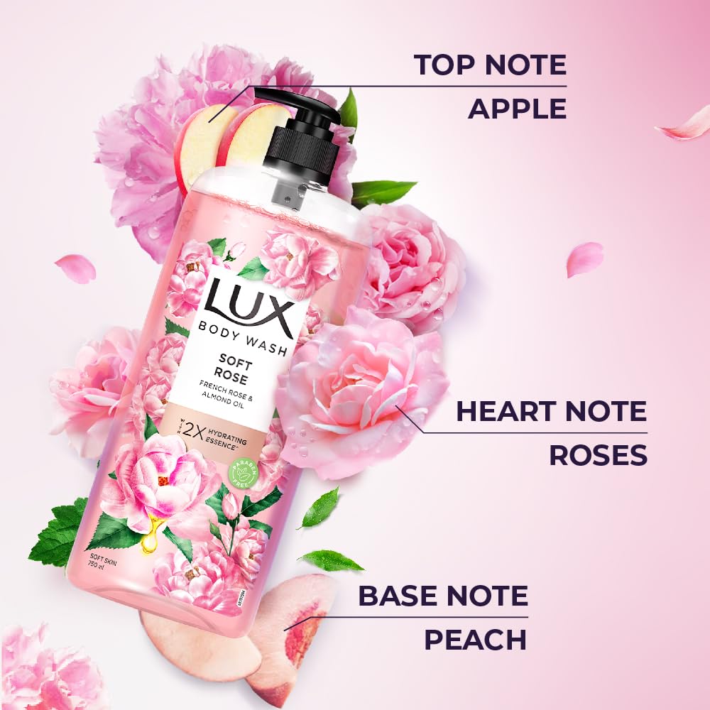 Lux Soft Rose Bodywash 750 Ml Gentle Paraben Free Foaming Shower Gel For All Skin Types With Long Lasting Floral Fragrance