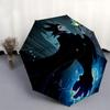 Maleficent, Sorceress Automatic Opening and Closing Umbrella - 8 Ribs Portable Folding Umbrella with Plastic Handle, Suitable for Leisure an