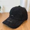 Fashion Hat Korean version of simple letter embroidery lamb wool baseball cap children winter warm cold show face small peaked cap male tide