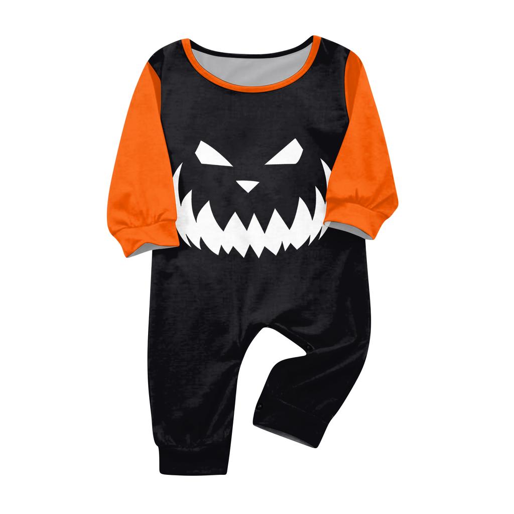 Family Matching Halloween Pajama Set Long Sleeve Top and Pants for Kids and Adults