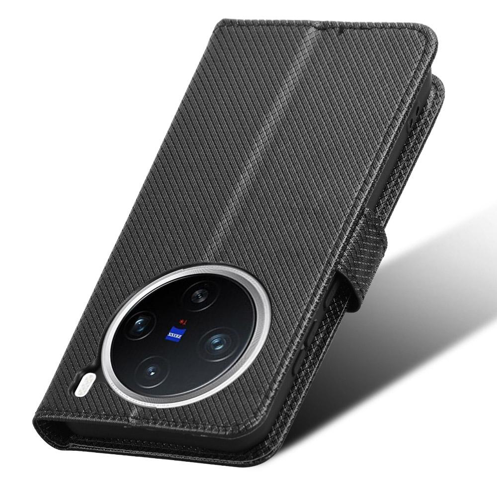 For Vivo X200 5G Case PU Leather Diamond Texture Wallet Phone Cover