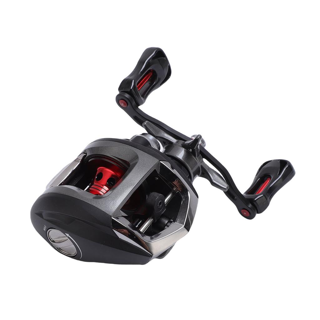 Left Handed Baitcast Reel 17.6lb Double Line Cup 6.3:1 Gear Ratio Magnetic Double Braking Fishing Reel with Drag Alert