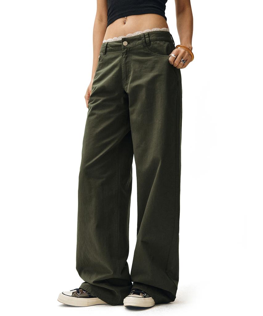 Deketeuumeon Signature Low Rise Wide Jeans Dcwpt004Khaki