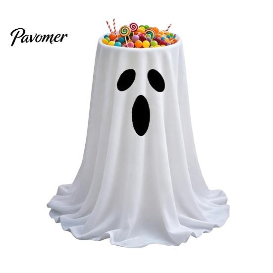 Ghost Fabric Decoration Halloween Candy Bowl, Adjustable Height Large Holder, Trick or Bowl for Party Treat Standing Storage Dish Porch Lawn
