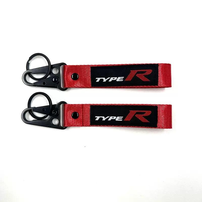 Stickerei Auto Logo Schlüsselanhänger Kette Schlüsselanhänger Schlüsselanhänger Geschenk für Honda Civic Type R FK8 Type S Auto Dekoration Styling Zubehör FL3
