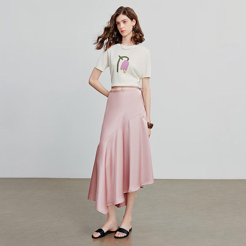 Damski top dzianinowy z żakardowym wzorem kwiatowym z lodowego jedwabiu