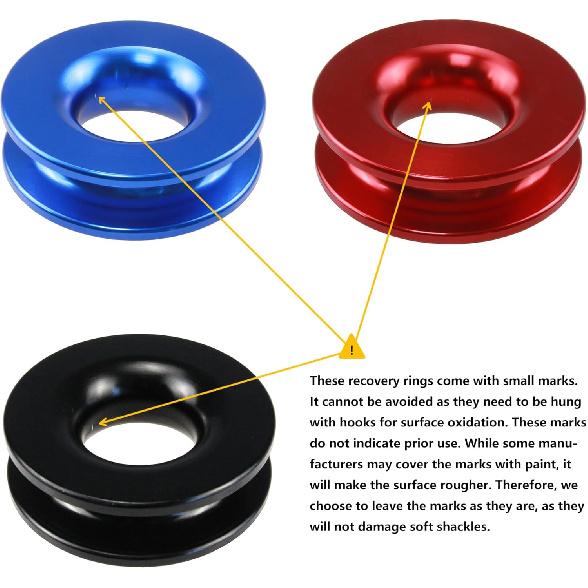 Ucreative Winch Snatch Recovery Ring 66,000 Lbs For Soft Shackle And Synthetic Rope For ATV UTV SUV Truck Off-Road Vehicle Recovery (Blue)