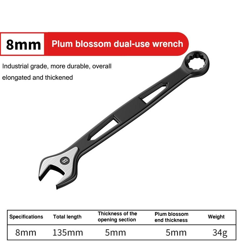 Durability High Carbon Steel Dual-use Spanner Hollow Out Extended Plum Blossom Wrench Thick Hand Tool For 6-15mm Screws