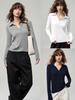 Women's Soft V-Neck Long-Sleeve T-shirt - Slimming High-Sense Autumn 2025 Base Layer