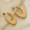 Exquisite Stainless Steel U Shape Hoop Earrings for Women 18K Gold Plated Waterproof Glossy Metal Hammered Earrings Punk Jewelry