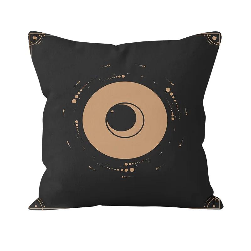Bohemian Black Sun and Moon Printed Pattern Pillowcase Home Living Room Sofa Decoration Cushion Cover