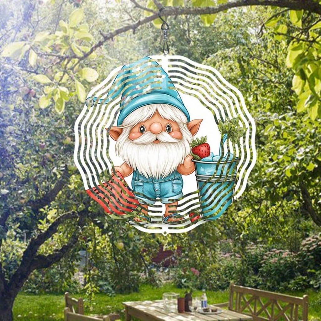 Sommer Elfe Windspiel Glockenspiel Outdoor Gartendeko mit Wichtel Design Langlebiges Metall Hängend Drehbar für Terrasse Hof Thanksgiving Saisonale Dekoration