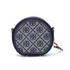 TORY BURCH Tang Liboqi T Monogram presbyopia printed compact jacquard leather round cake bag crossbody bag mini women's navy blue 88027-405