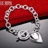 925 Sterling Silver Double Heart Bracelet Wedding Gift Jewelry