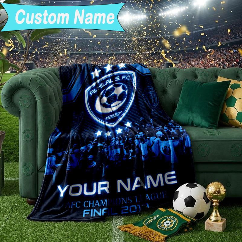 Custom Name Blanket Hilal FC Crest Blanket Bedding Blanket for Travel, Camping, Living Rooms, Offices, Sofas, Fan Christmas Gift