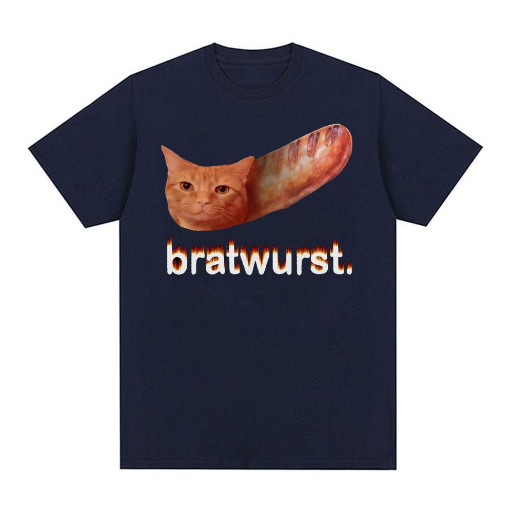 Bratwurst Funny Cat Meme Tshirts Unisex Unisexs Clothing Casual Humor Short Sleeve T Shirt Summer Pop Tshirt Streetwear