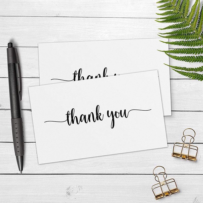 50-Pack Thank You Holiday Greeting Cards - Simple White Rectangular Labels