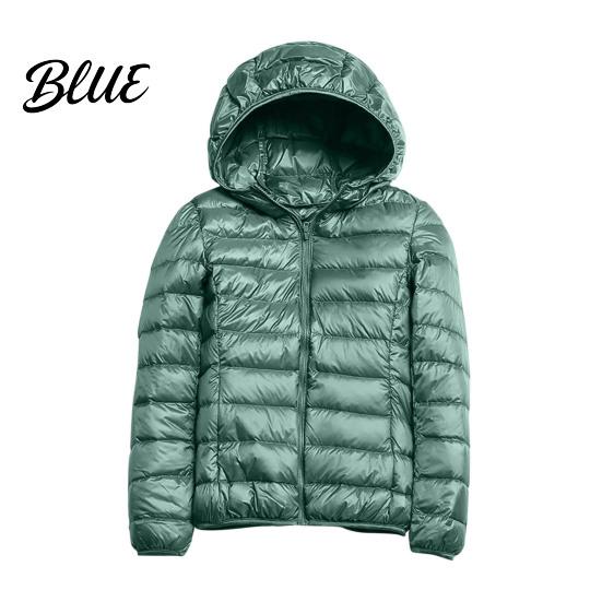 Polyester Lining Coat Pockets Zip-up with Hood Down Jacket Women Winter And Zipper Padded Warm