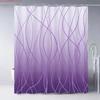 Modern Teal Gradient Wavy Line Art Waterproof Shower Curtain