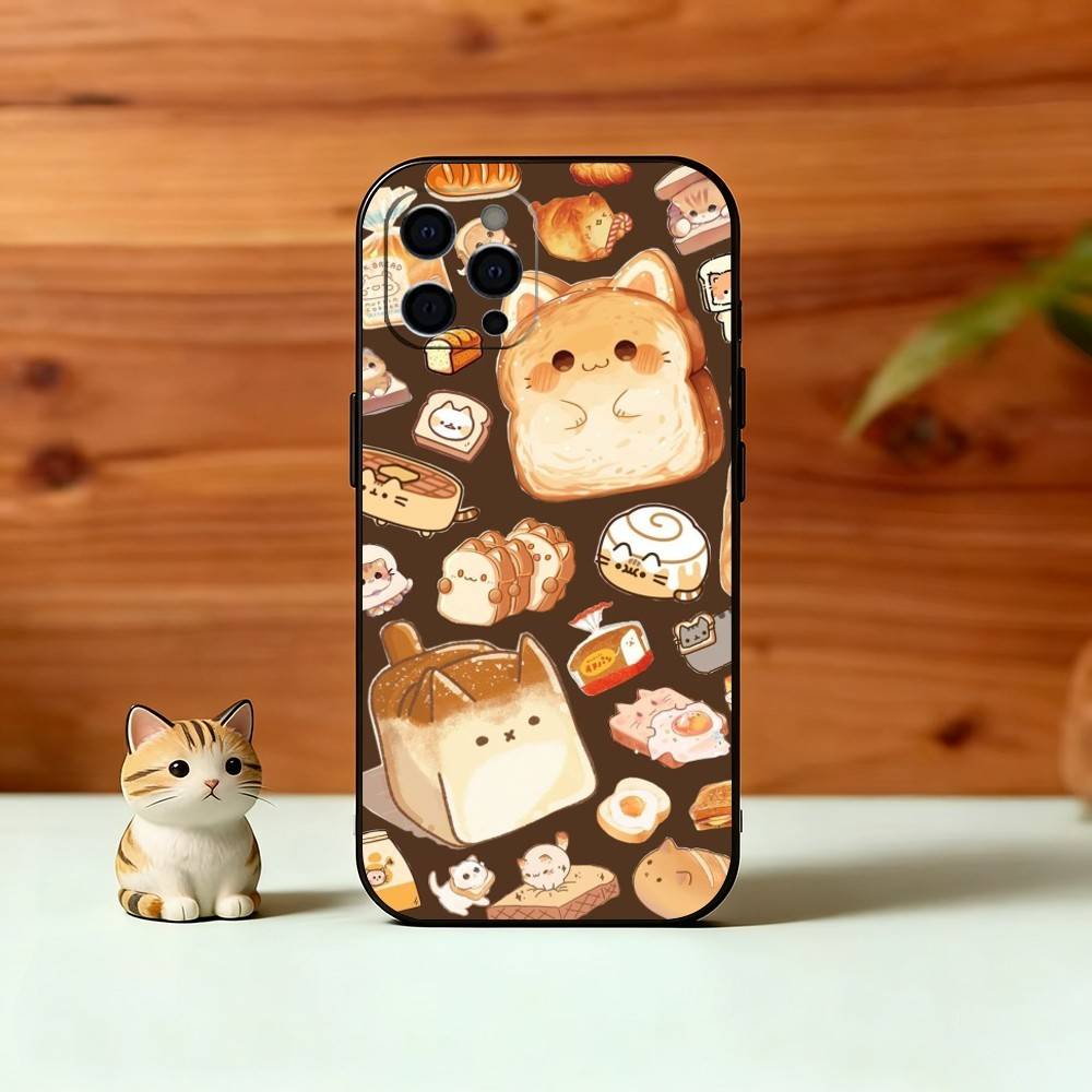 Cute Bread Illustration Phone Case Silicone Soft For IPhone 17 16 15 14 13 12 11 X XR Plus Pro Max Plus