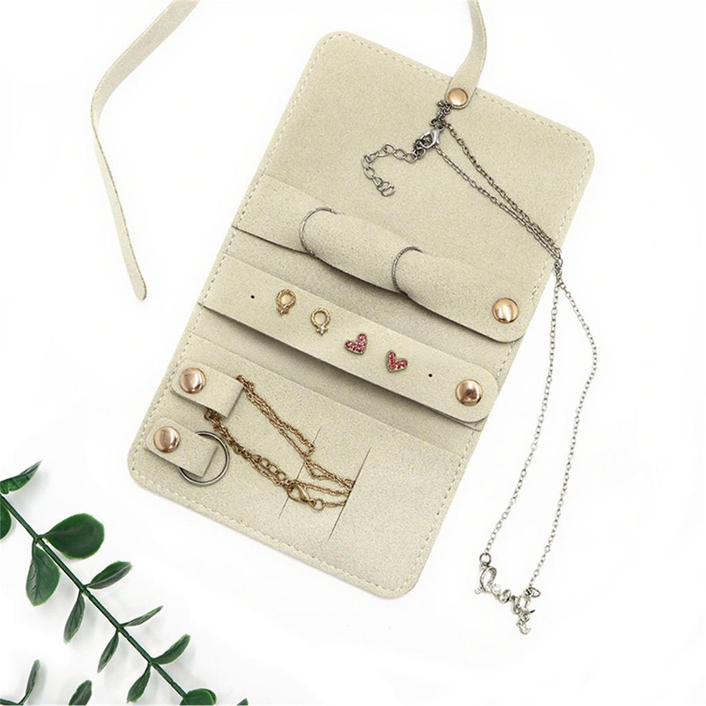 Thickened Microfiber Jewelry Bag Multifunctional Earring Ring Storage Roll Bag Portable Jewelry Bag