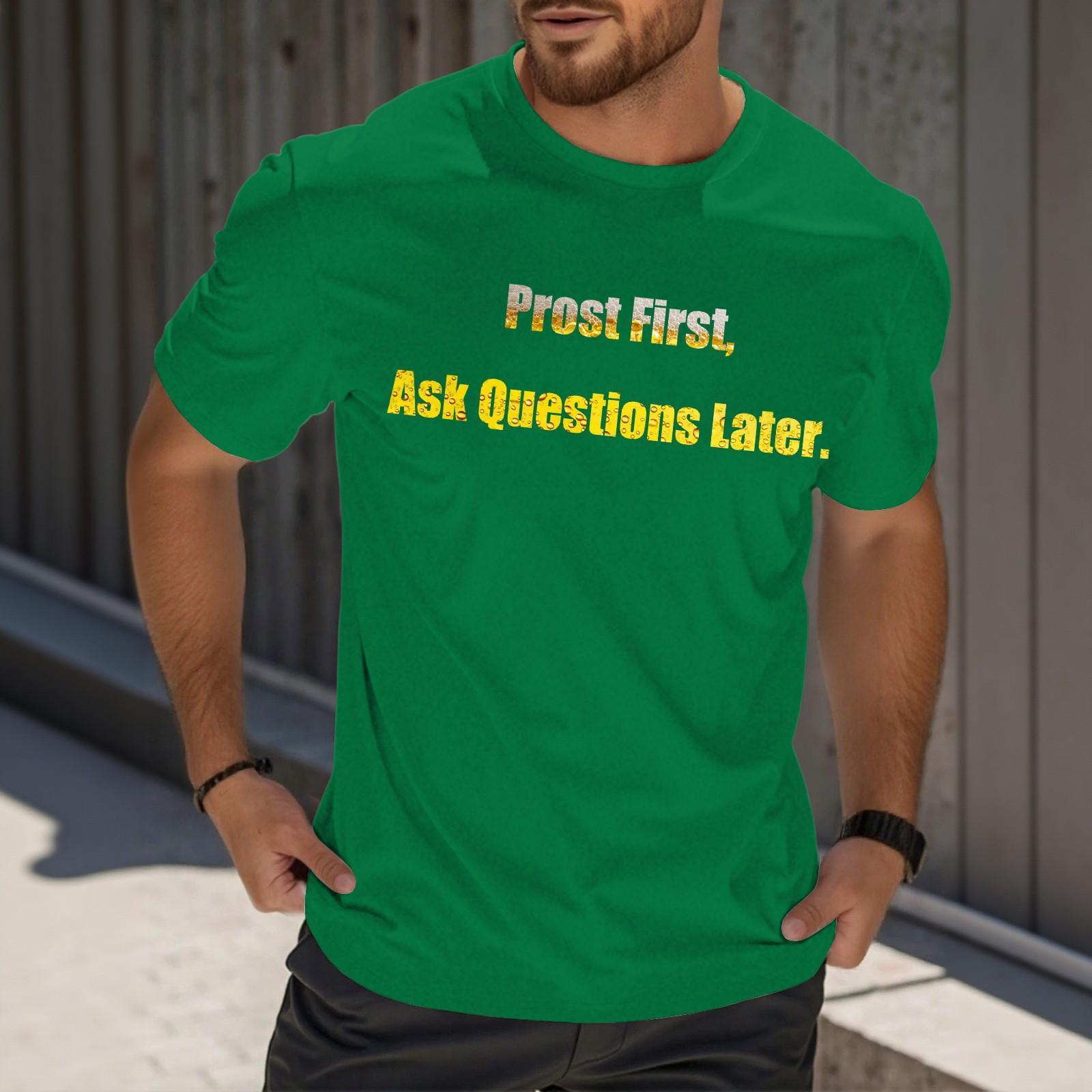 Мужская повседневная футболка с круглым вырезом и короткими рукавами с принтом M зелёный 1820₽