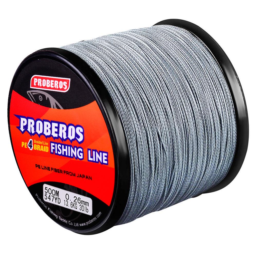 500m PE Dyneema Braided Fishing Line, 4-Strand, Multicolor: Red, Blue, Yellow, Green, Grey - Ideal for Sea Fishing