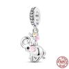 Fit Charms Fororiginal Bracelets Animal Series Flower Rabbit Holding Heart 100%Copper Jewelry Making For Women Gift