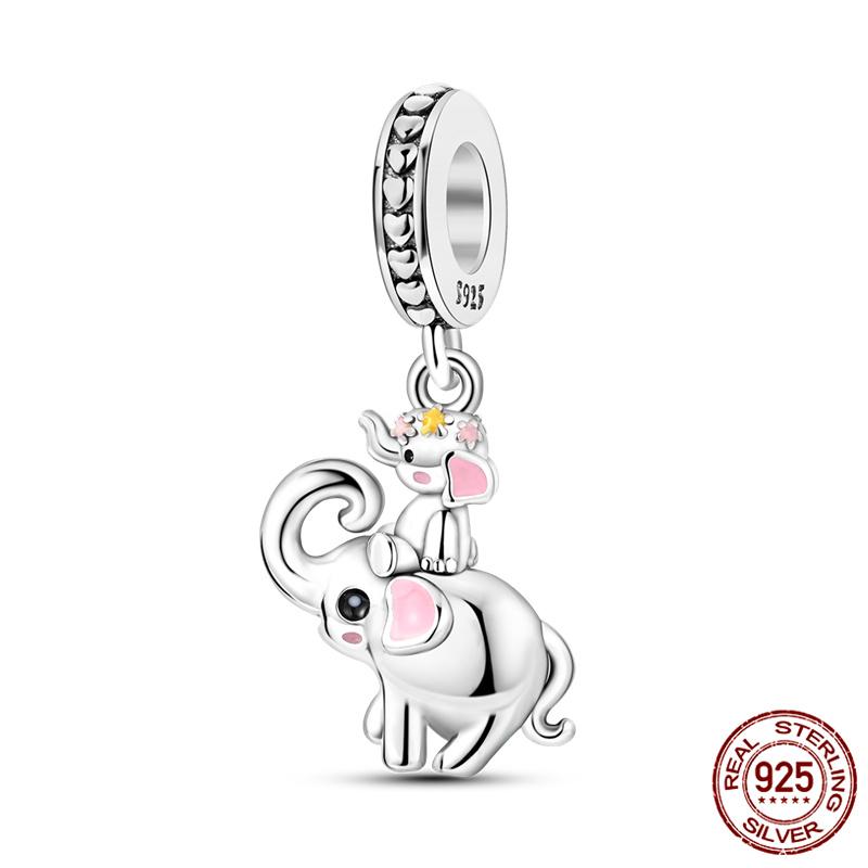 Fit Charms Fororiginal Bracelets Animal Series Flower Rabbit Holding Heart 100%Copper Jewelry Making For Women Gift