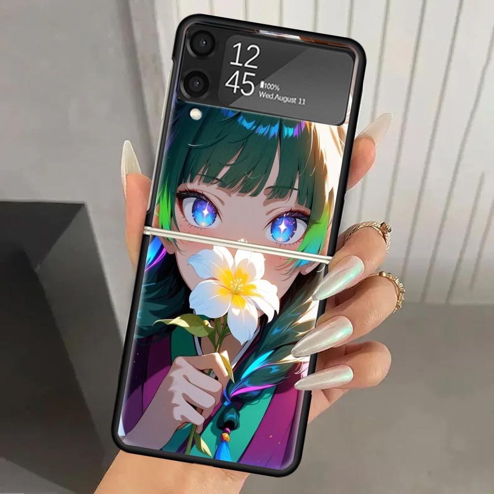 A-Apothecary D-Diaries Anime Hard PC Phone Case For Samsung Galaxy Z Flip 7 6 5 4 3 Black ZFlip7 ZFlip6 Flip5 Flip4 Flip3 5G Pri