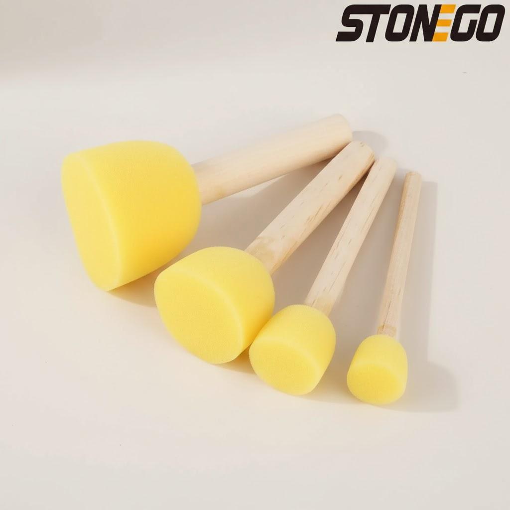

Kids Art Drawing Tool Wooden Handle Sponge Paint Brush for School Stationery Supplies Creative Painting Accessories жовтий